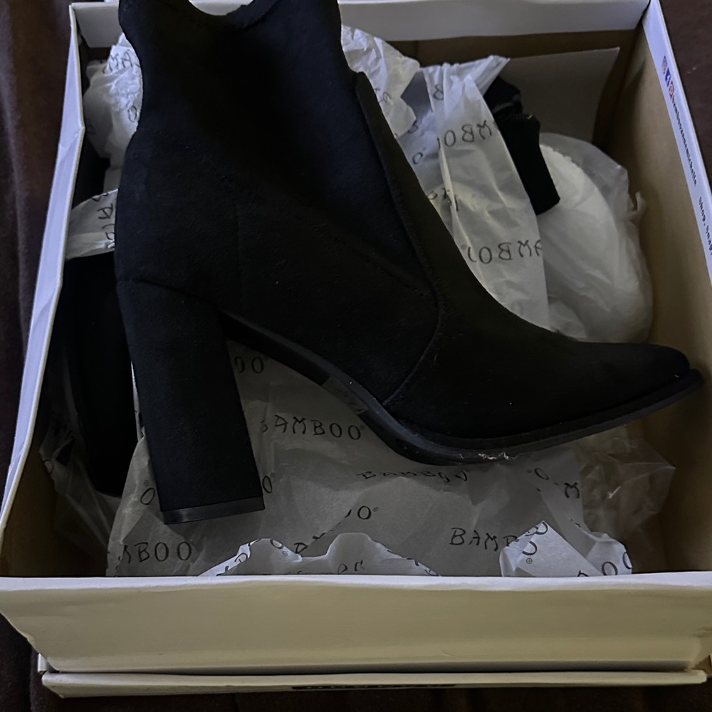 BAMBOO Women's Sleek Black Heeled Boots